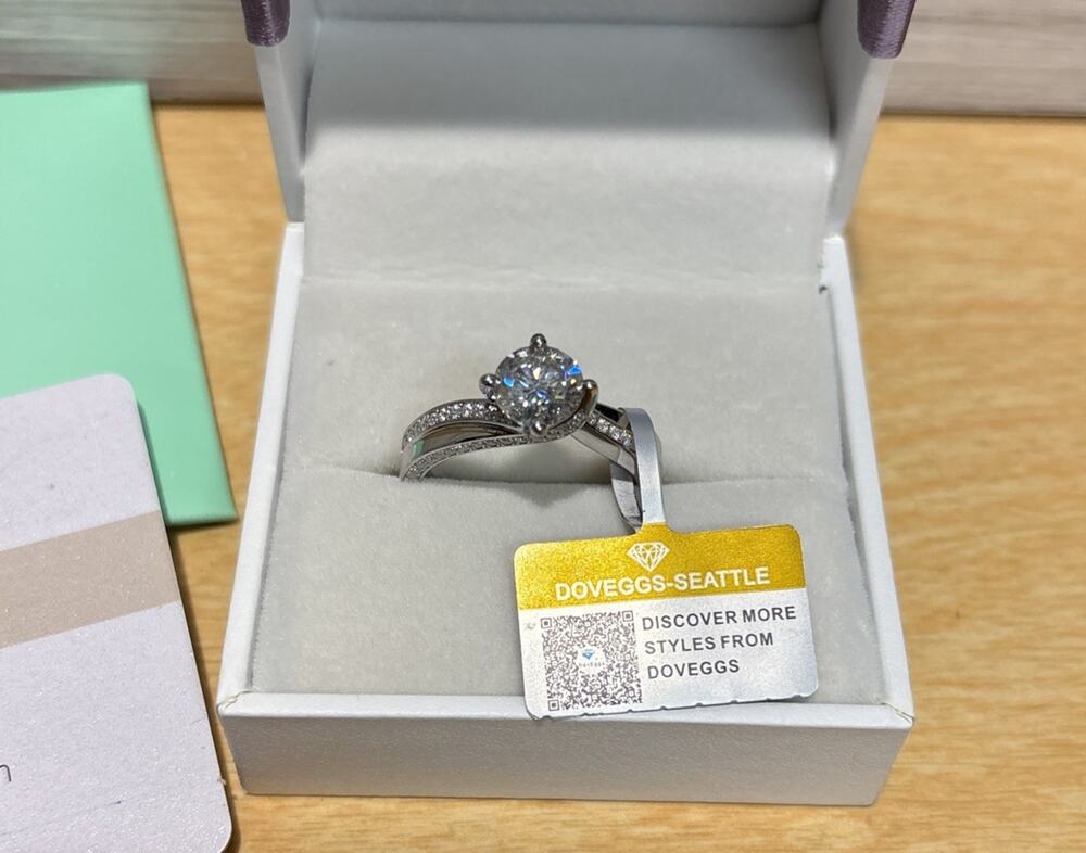 DovEggs 1.5 Moissanite Solitaire Ring in 925 Sterling Silver Setting Sz 10